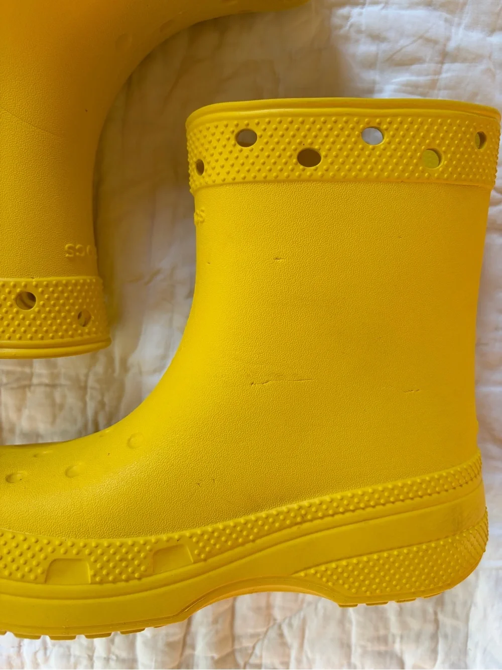 Kids Yellow Waterproof Crocs Rain Boots
